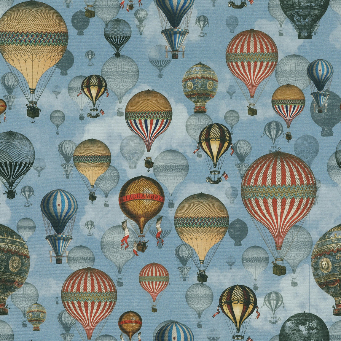 Carrie Neely Hot Air Balloon Made To Measure Curtains Sky Blue