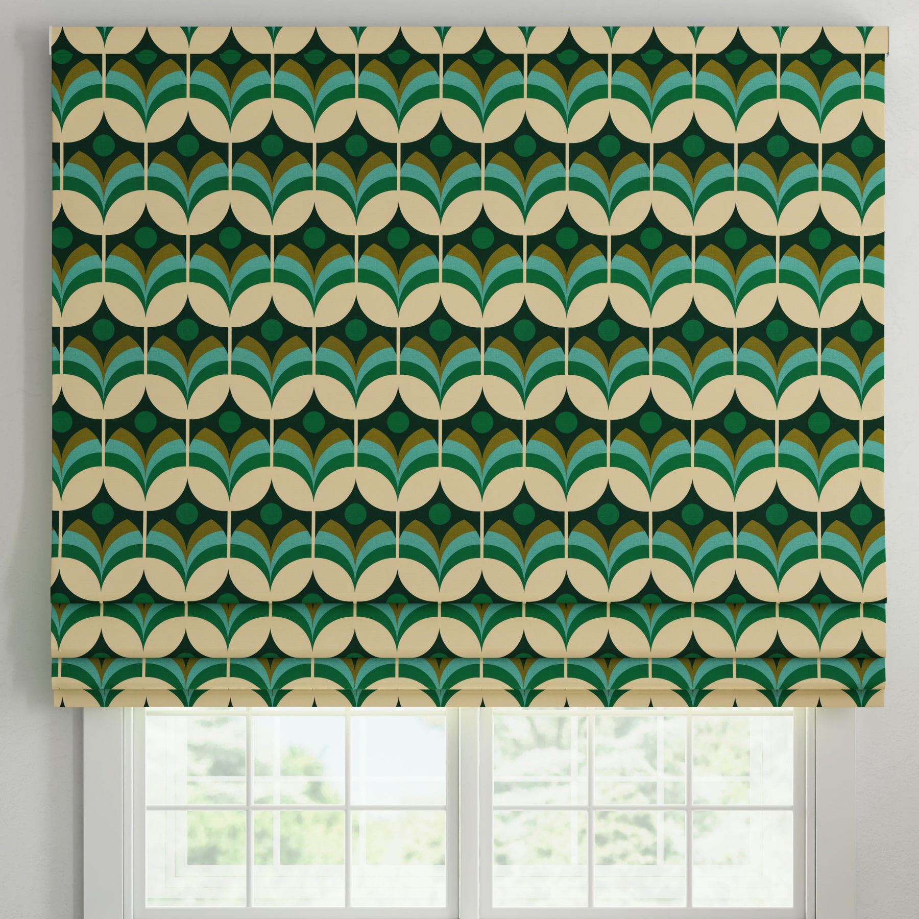 ANTE DECOR Santa Cruz Printed Made To Measure Roman Blind Emerald