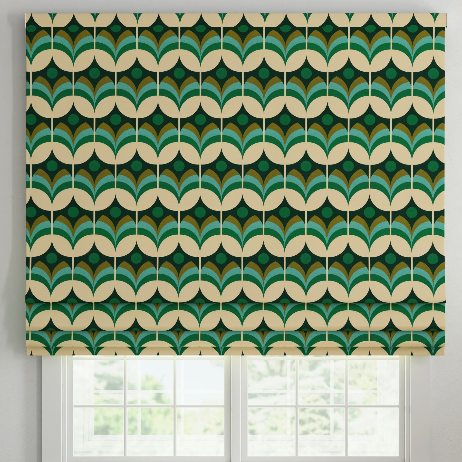 ANTE DECOR Santa Cruz Printed Made To Measure Curtains Emerald
