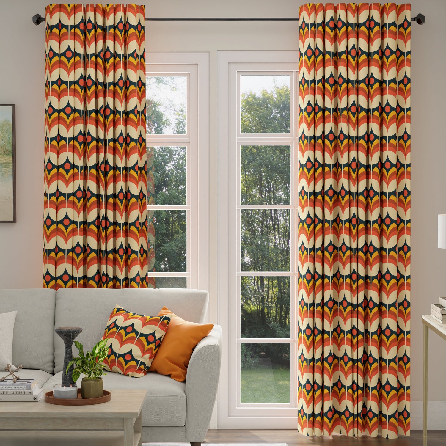 ANTE DECOR Santa Cruz Printed Made To Measure Curtains Burnt Umber