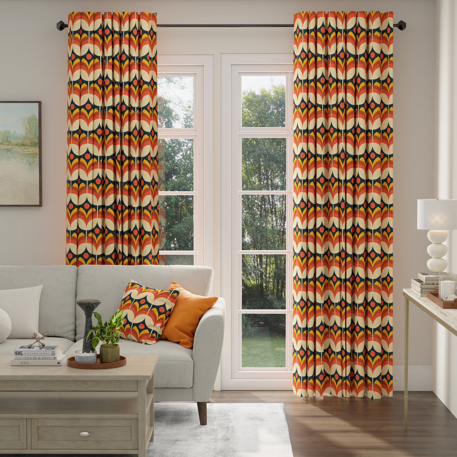 ANTE DECOR Santa Cruz Printed Made To Measure Curtains Burnt Umber