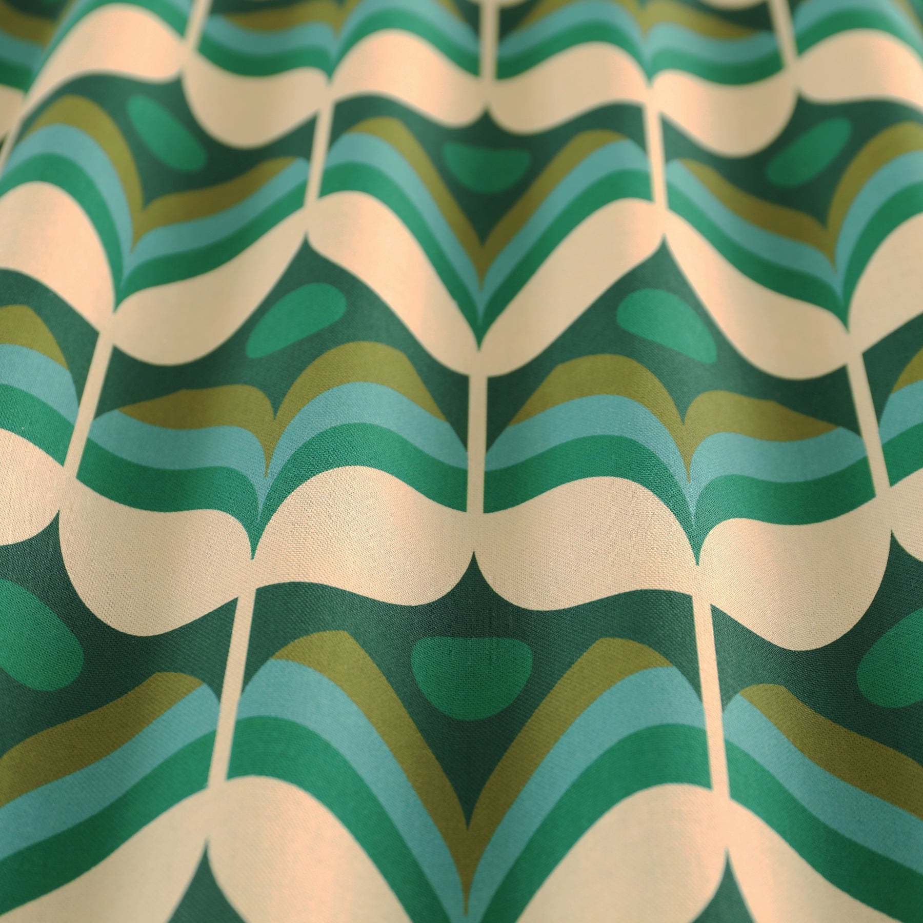 ANTE DECOR Santa Cruz Printed Made To Measure Roman Blind Emerald