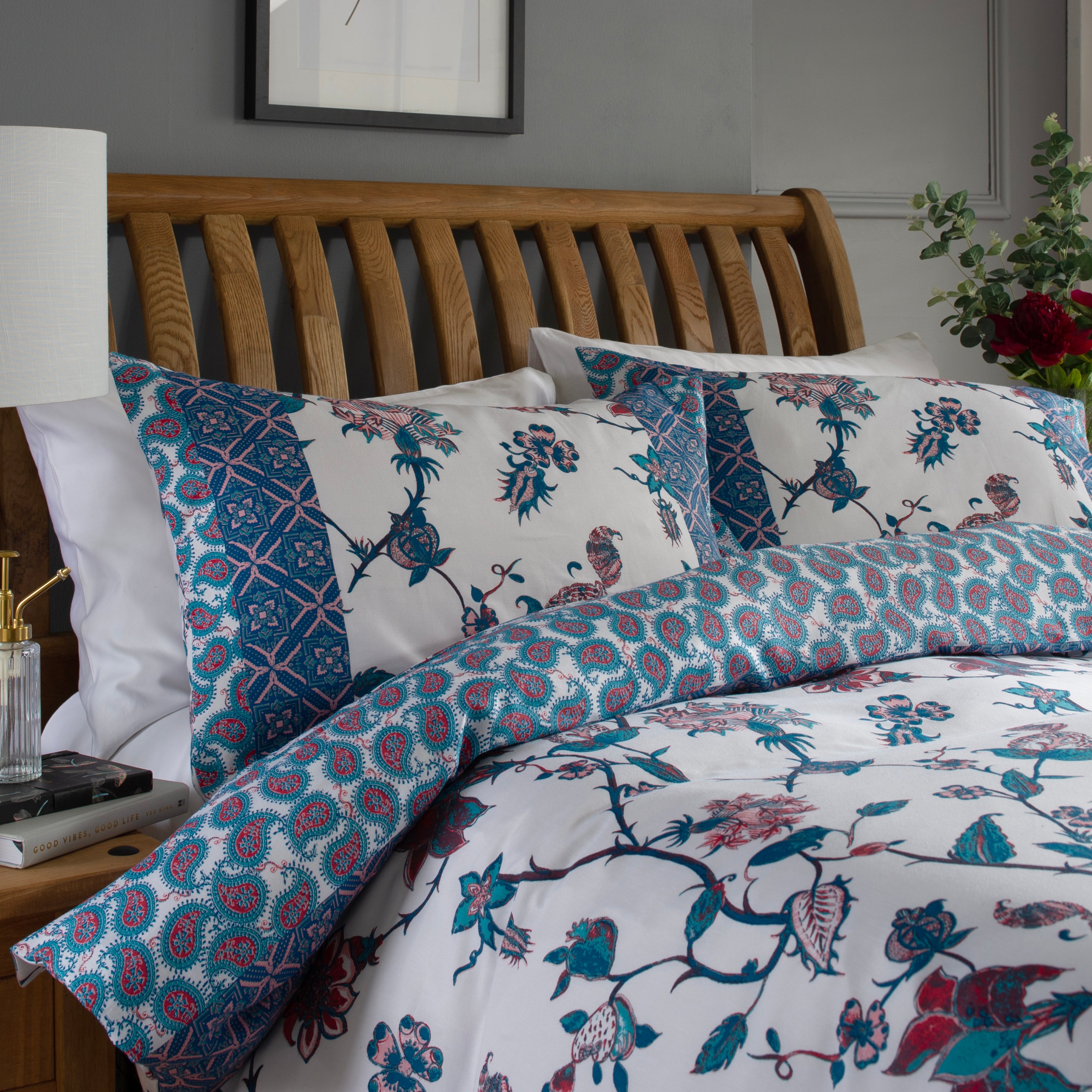 Blue Multi Jacobean Style Printed Duvet Cover Bedding Set Terrys