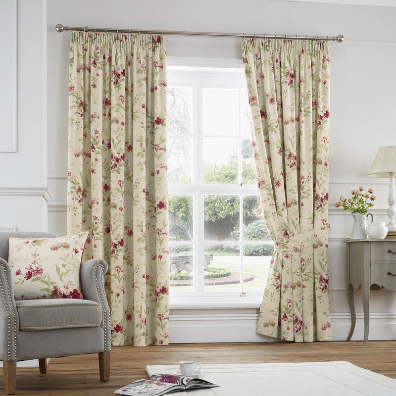 Dreams & Drapes Jeannie Lined Ready Made Pencil Pleat Curtains Red