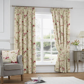 Dreams & Drapes Jeannie Lined Ready Made Pencil Pleat Curtains Red