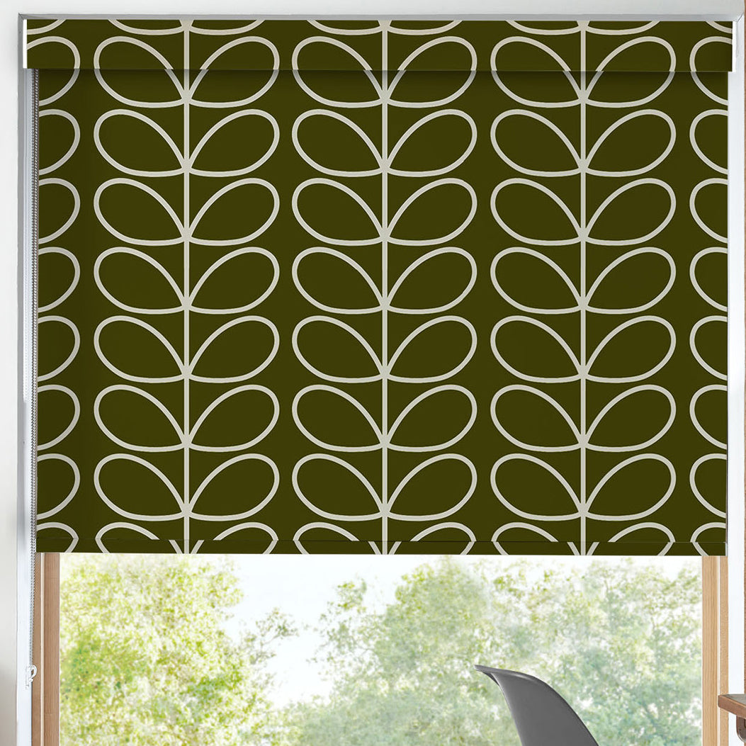 Orla Kiely Jumbo Linear Stem Made to Measure Blackout Roller Blind Kelp