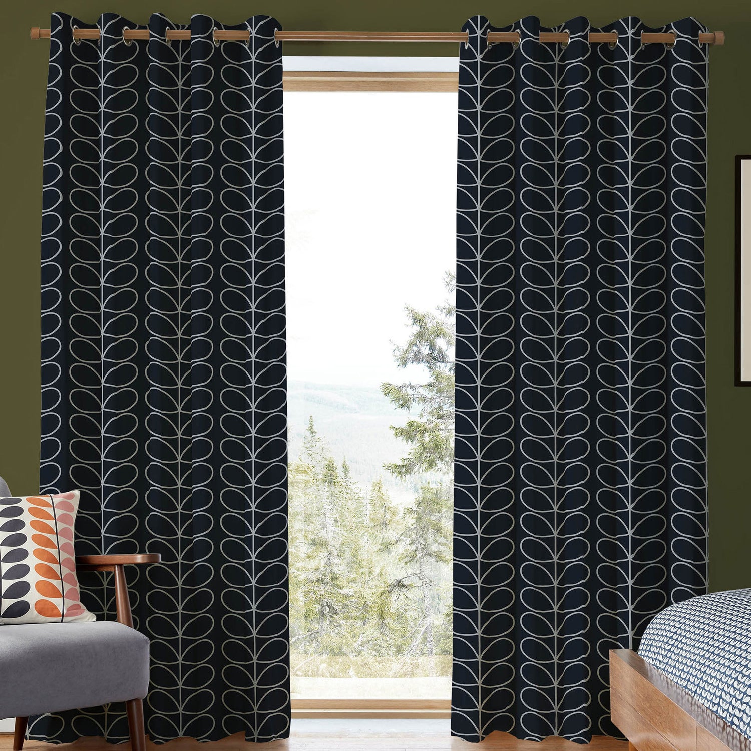 Orla Kiely Jumbo Linear Stem Made to Measure Curtain Whale