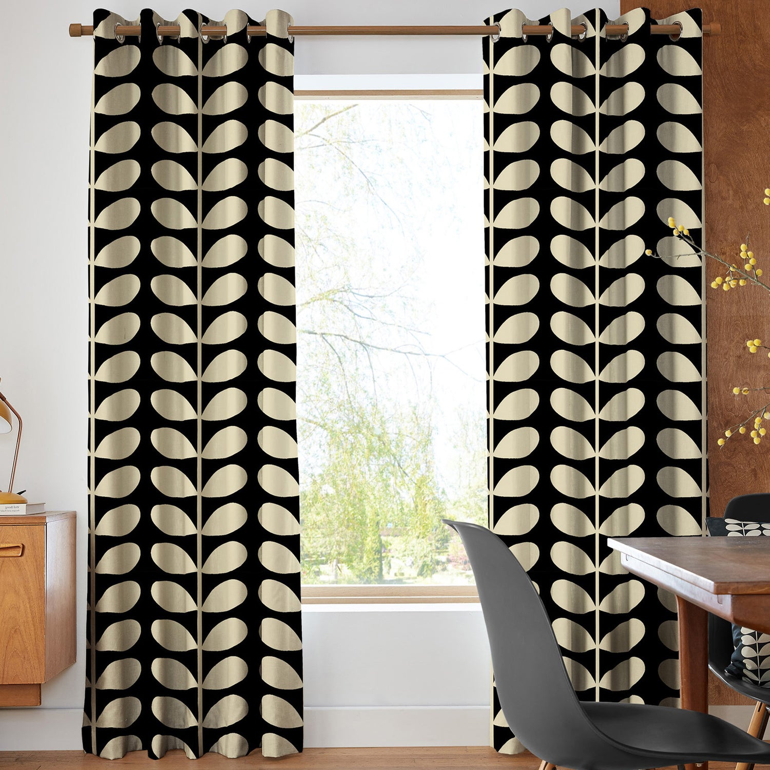 Orla Kiely Jumbo Solid Stem Made to Measure Curtain Black
