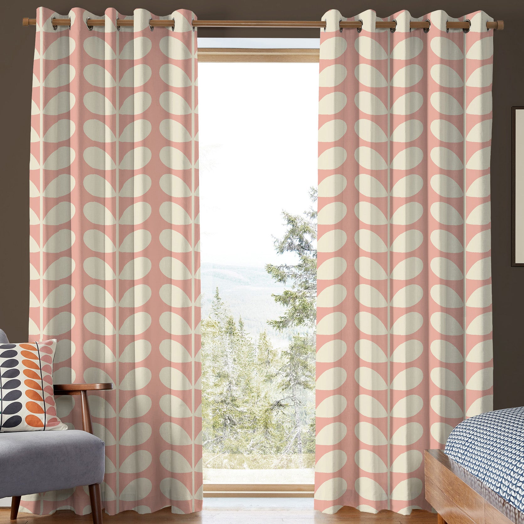 Orla Kiely Jumbo Solid Stem Made To Measure Curtains Pink