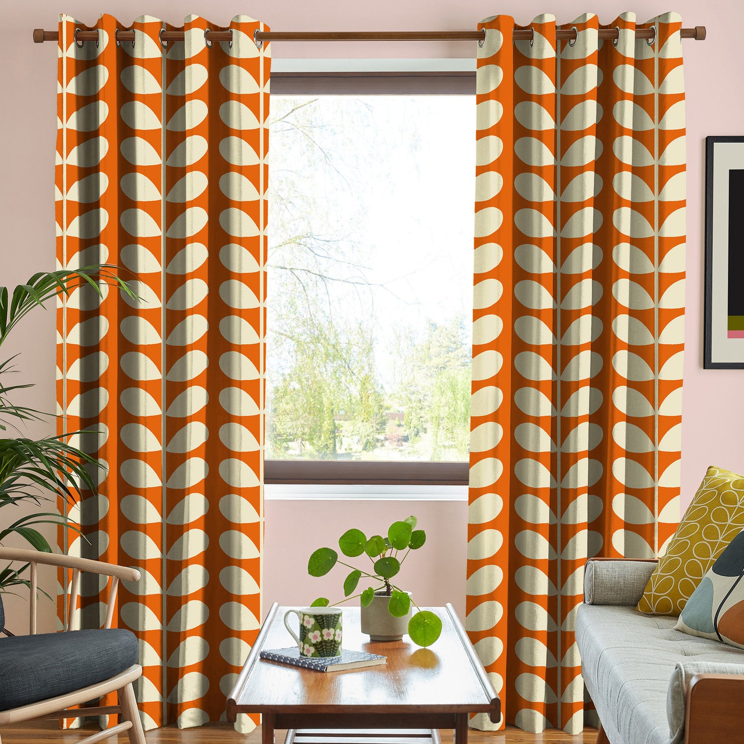 Orla Kiely Jumbo Solid Stem Made to Measure Curtain Tomato