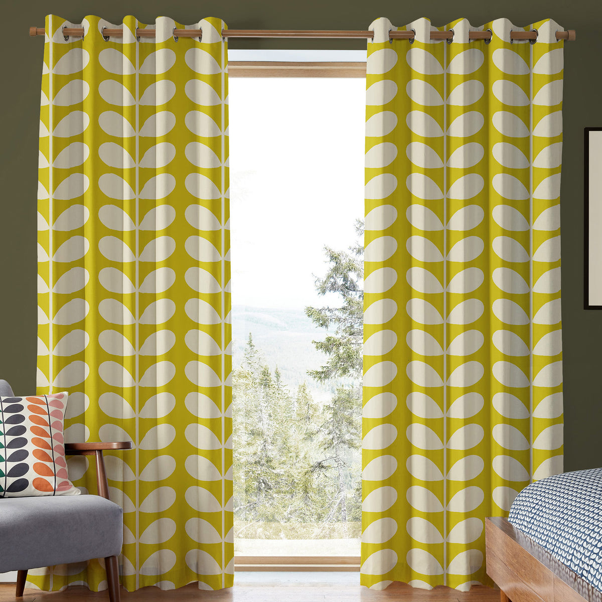 Orla Kiely Jumbo Solid Stem Made to Measure Curtain Yellow