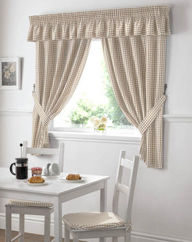 Gingham Value Curtains Beige