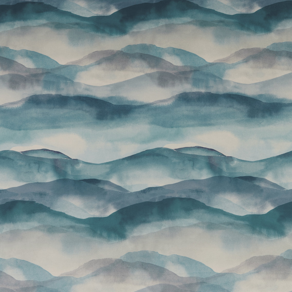 Landscape Digitally Printed Velvet Made to Measure Curtain Cobalt