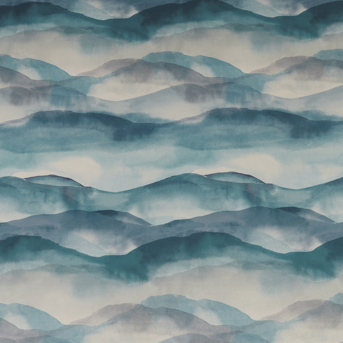 Landscape Digitally Printed Velvet Made to Measure Curtain Cobalt