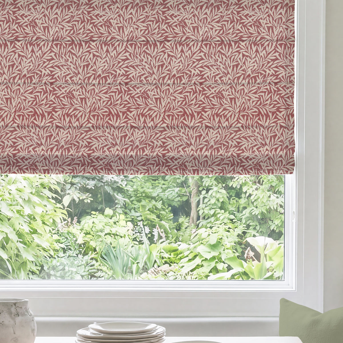 ANTE DECOR PREMIUM Leah Woven Made To Measure Roman Blind Garnet