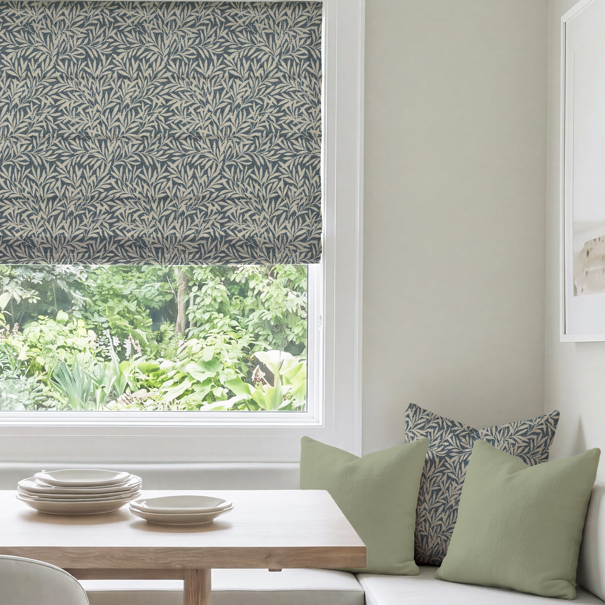 ANTE DECOR PREMIUM Leah Woven Made To Measure Roman Blind Navy Blue