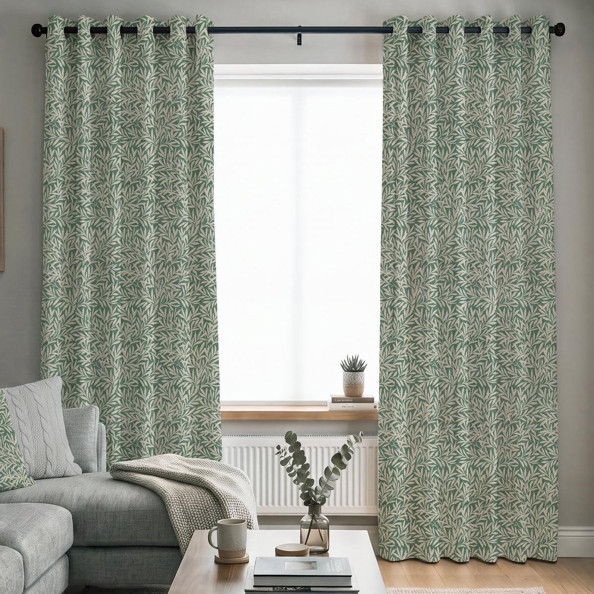 ANTE DECOR PREMIUM Leah Woven Made To Measure Curtains Forest Green