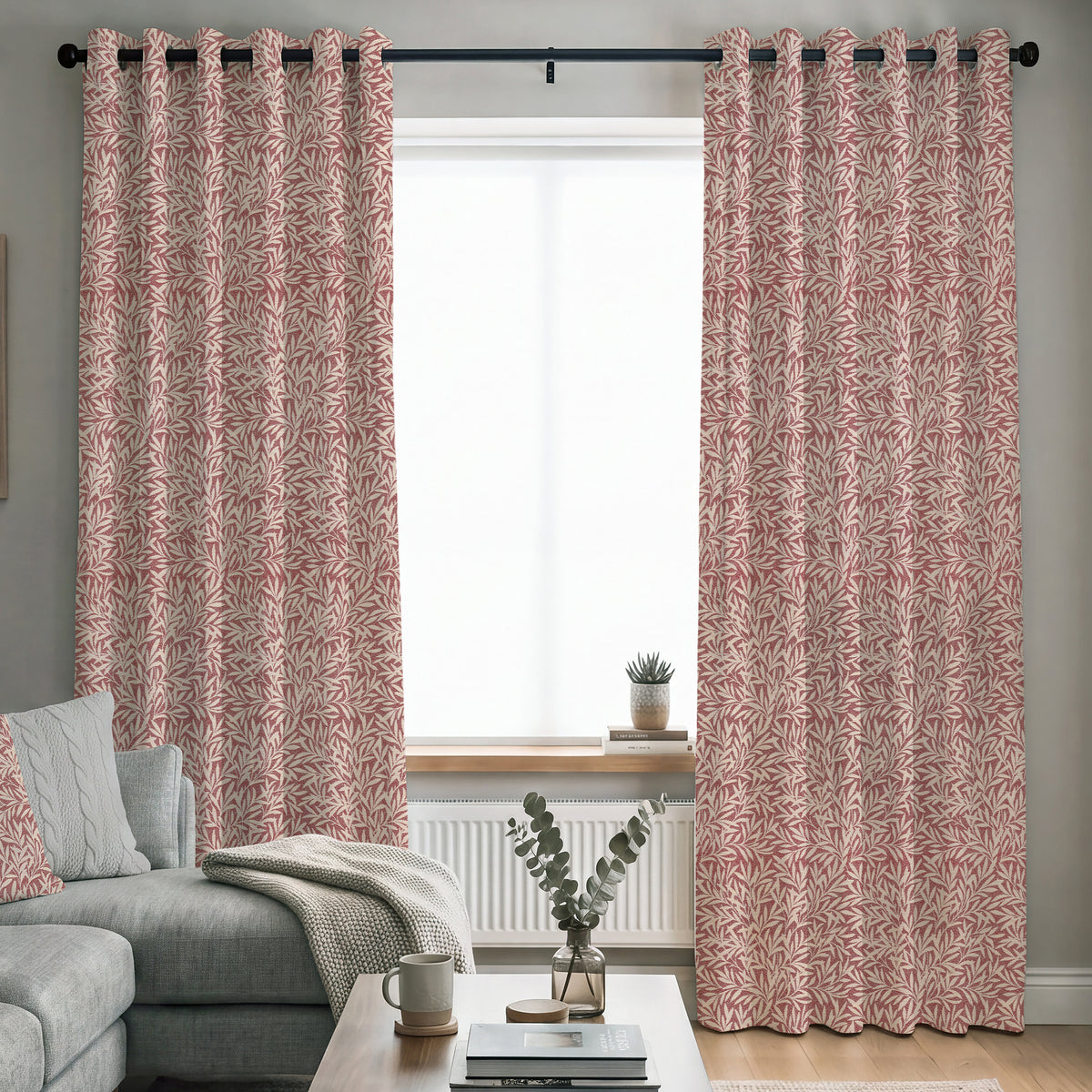 ANTE DECOR PREMIUM Leah Woven Made To Measure Curtains Garnet