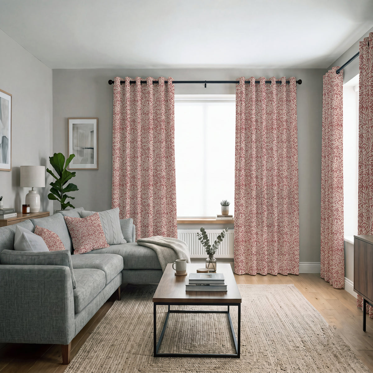 ANTE DECOR PREMIUM Leah Woven Made To Measure Curtains Garnet