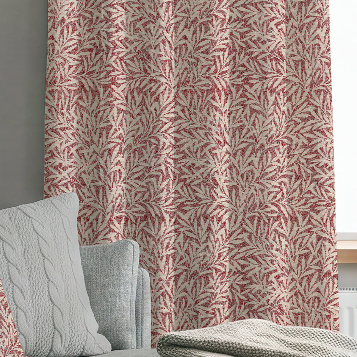 ANTE DECOR PREMIUM Leah Woven Made To Measure Curtains Garnet