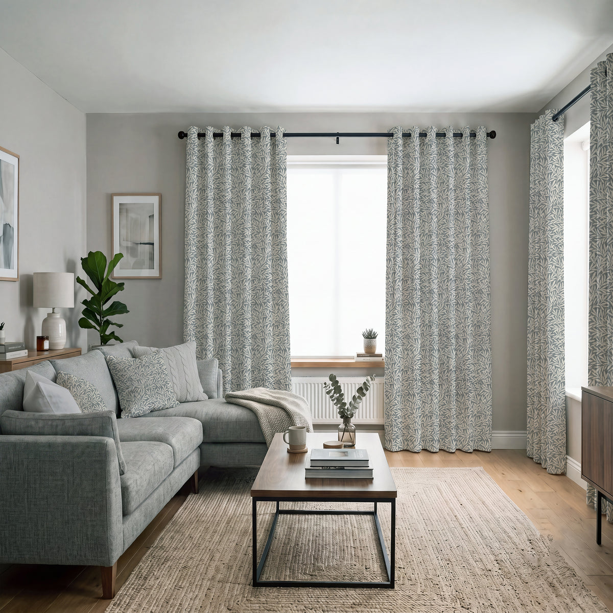ANTE DECOR PREMIUM Leah Woven Made To Measure Curtains Grey