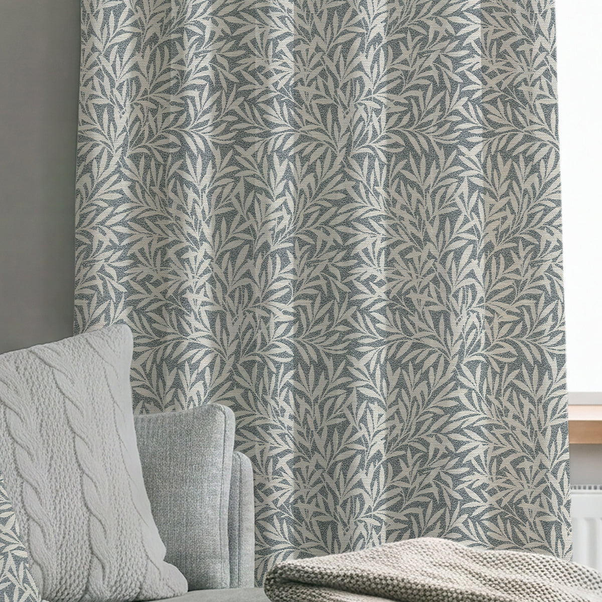 ANTE DECOR PREMIUM Leah Woven Made To Measure Curtains Grey