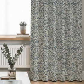 ANTE DECOR PREMIUM Leah Woven Made To Measure Curtains Navy Blue