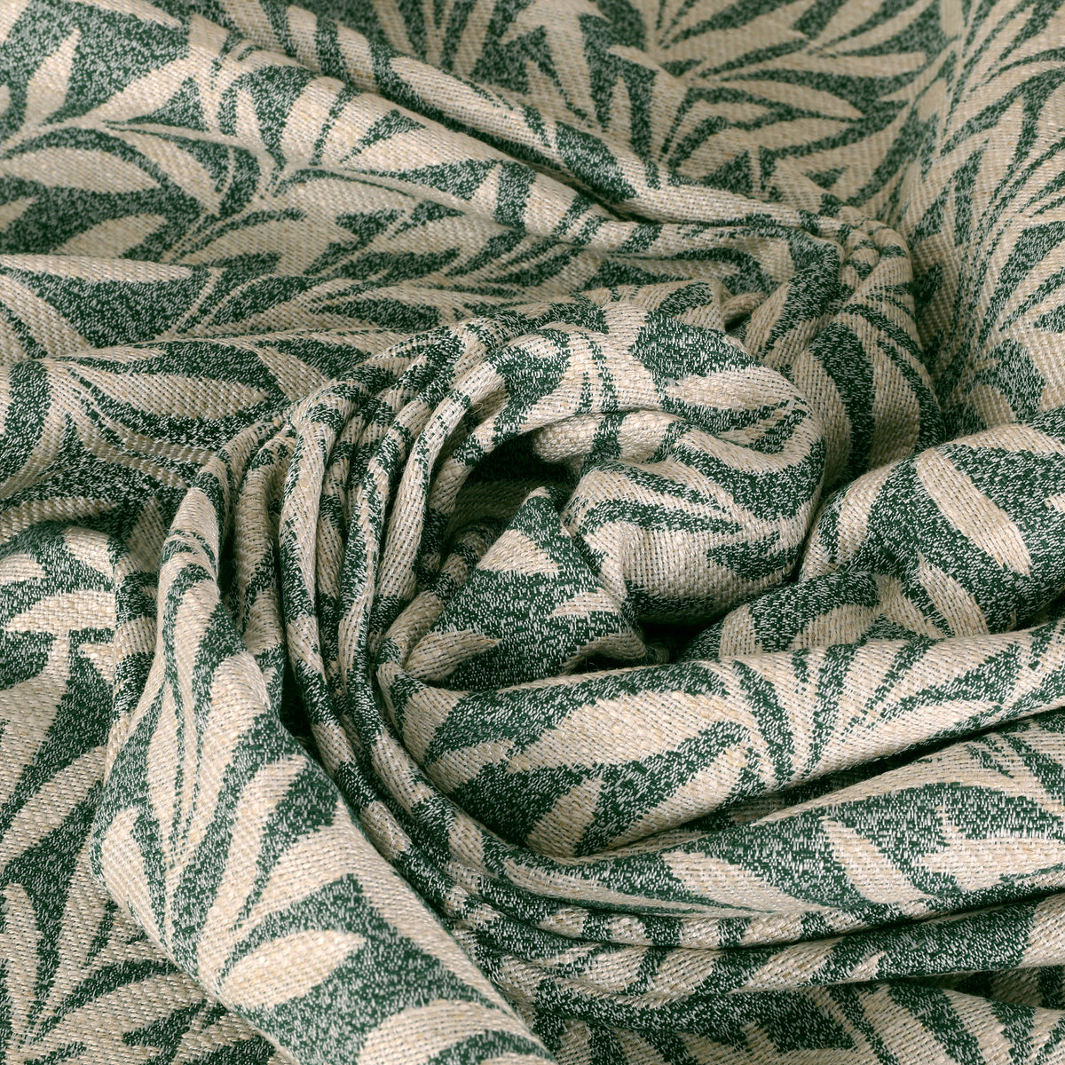 ANTE DECOR PREMIUM Leah Woven- Cotton/ Linen rich Fabric Col. Forest Green