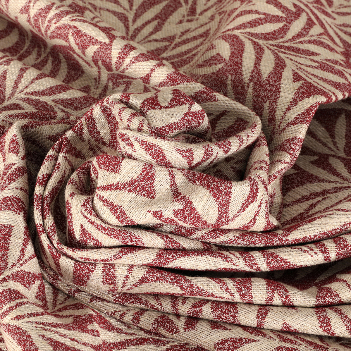 ANTE DECOR PREMIUM Leah Woven - Cotton/ Linen rich Fabric Col. Garnet