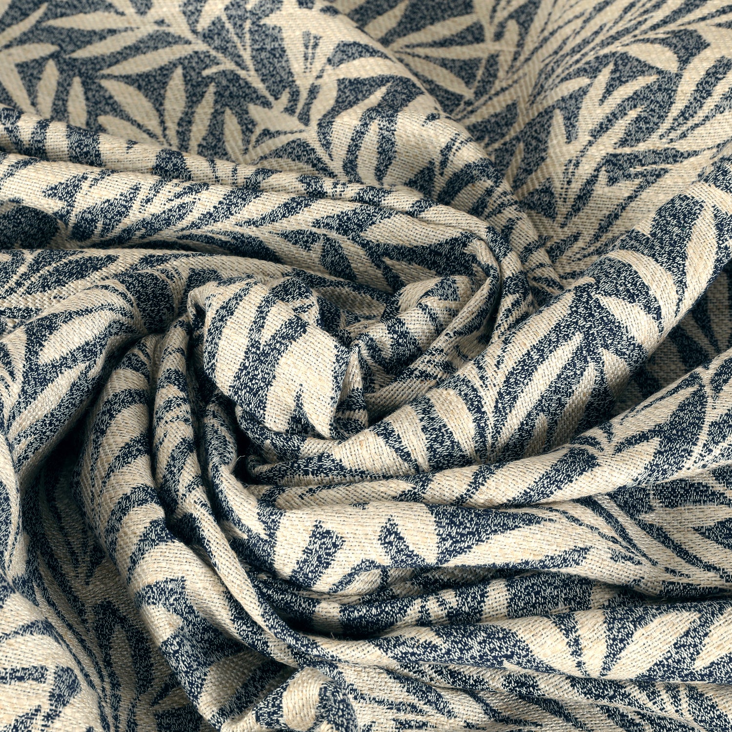 ANTE DECOR PREMIUM Leah Woven - Cotton/ Linen rich Fabric Col. Navy Blue
