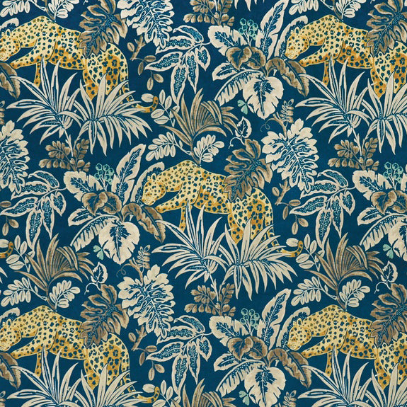 Prestigious Textiles Leopard Velvet Fabric Indigo