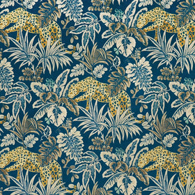 Prestigious Textiles Leopard Velvet Fabric Indigo