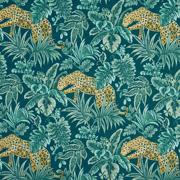 Prestigious Textiles Leopard Velvet Fabric Ocean