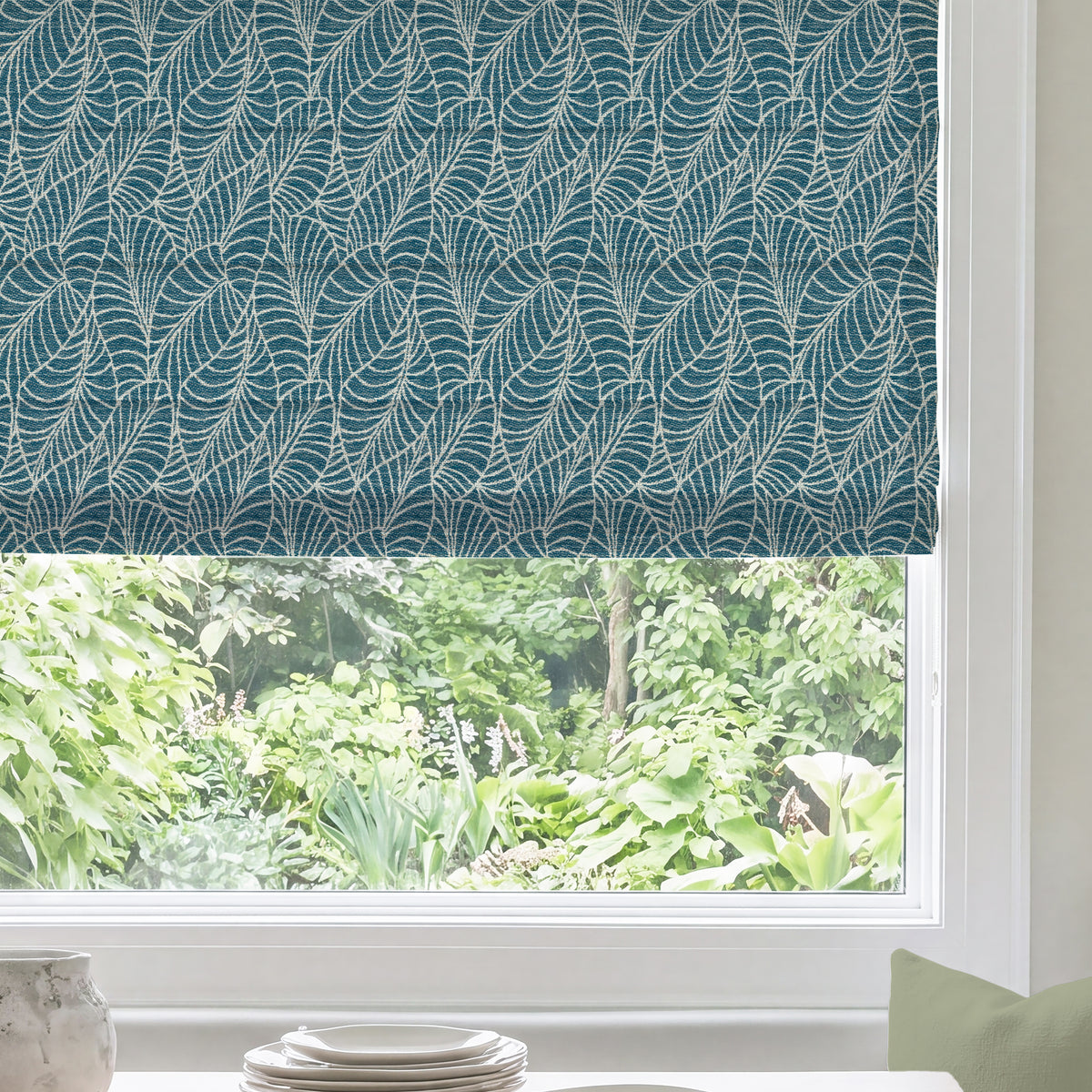 ANTE DECOR Lille Woven Made To Measure Roman Blind Blue