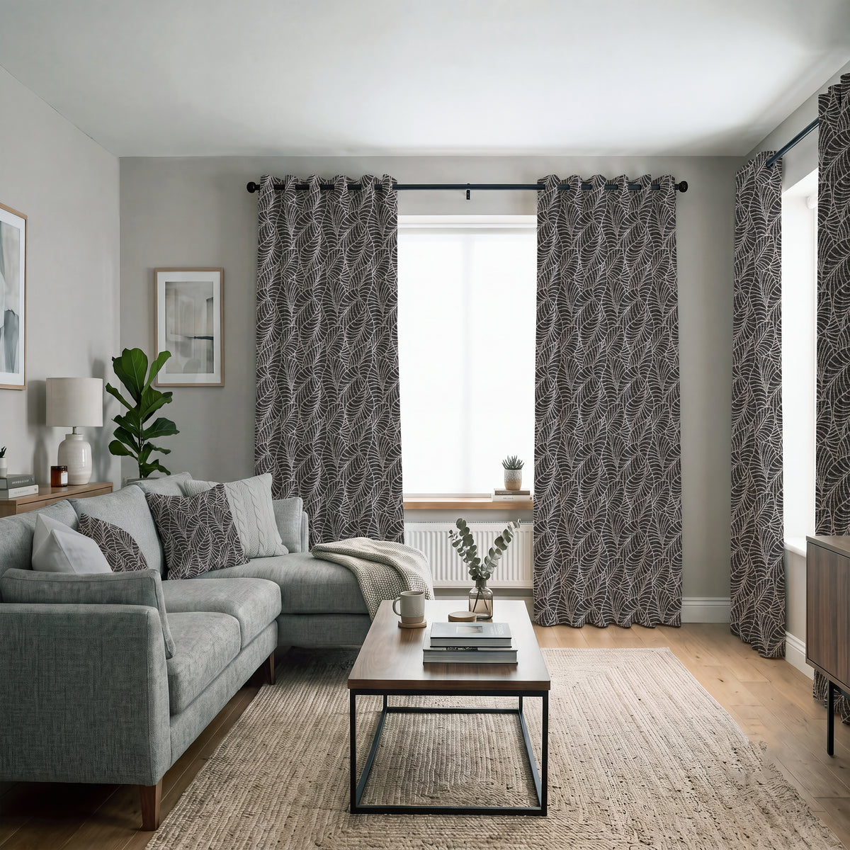 ANTE DECOR Lille Woven Made To Measure Curtains Black