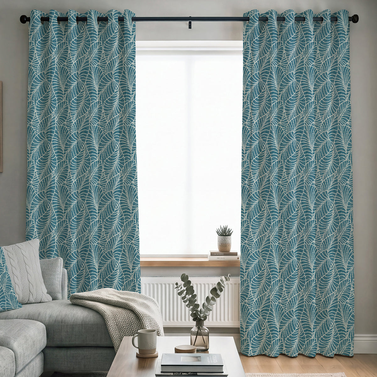ANTE DECOR Lille Woven Made To Measure Curtains Blue