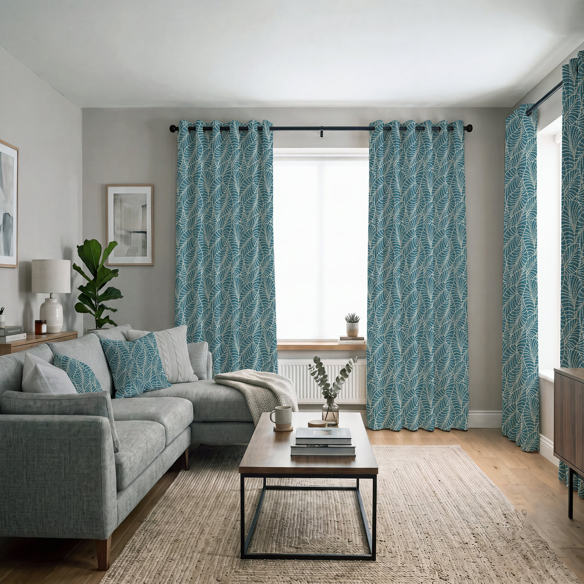 ANTE DECOR Lille Woven Made To Measure Curtains Blue
