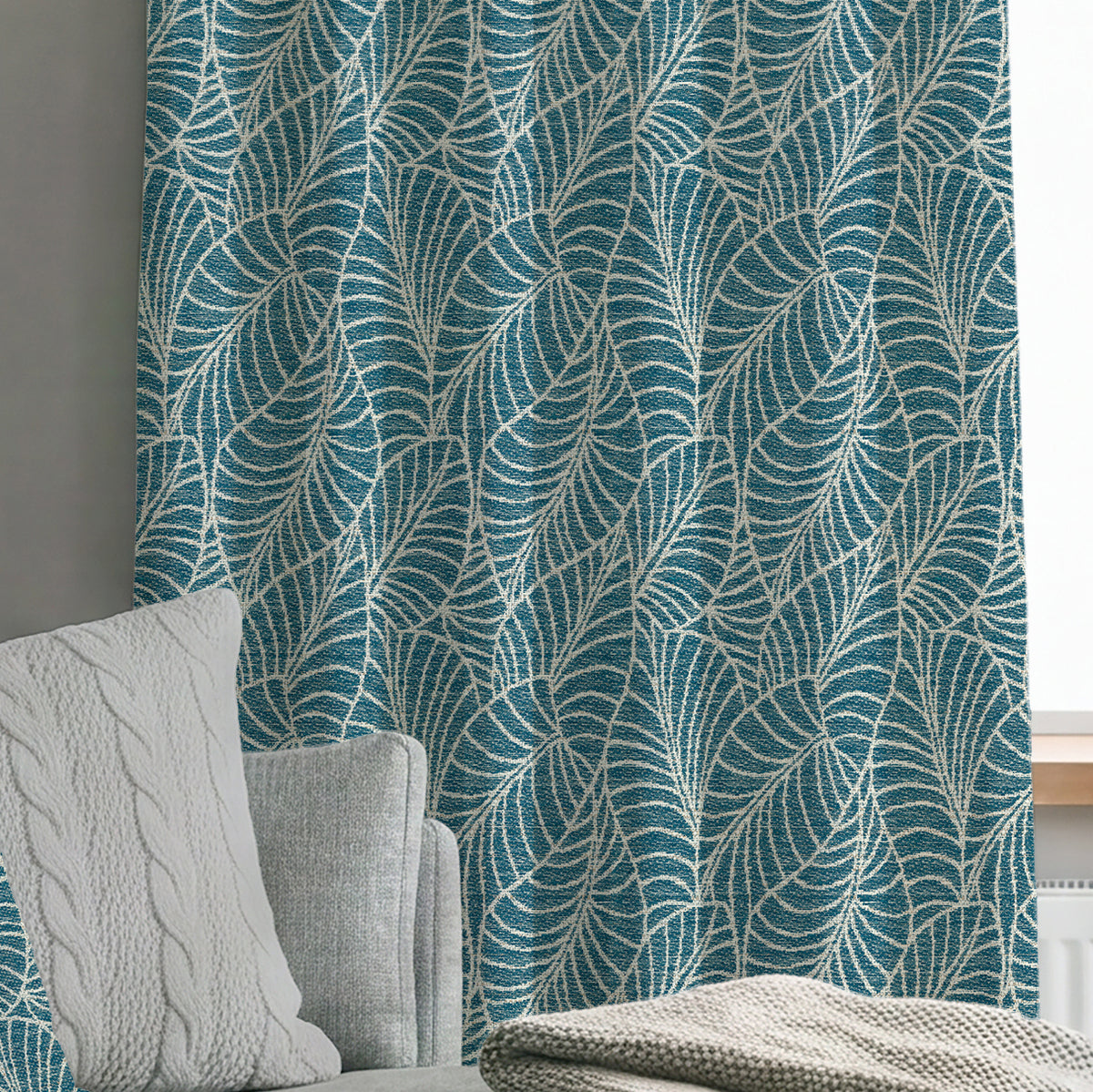 ANTE DECOR Lille Woven Made To Measure Curtains Blue