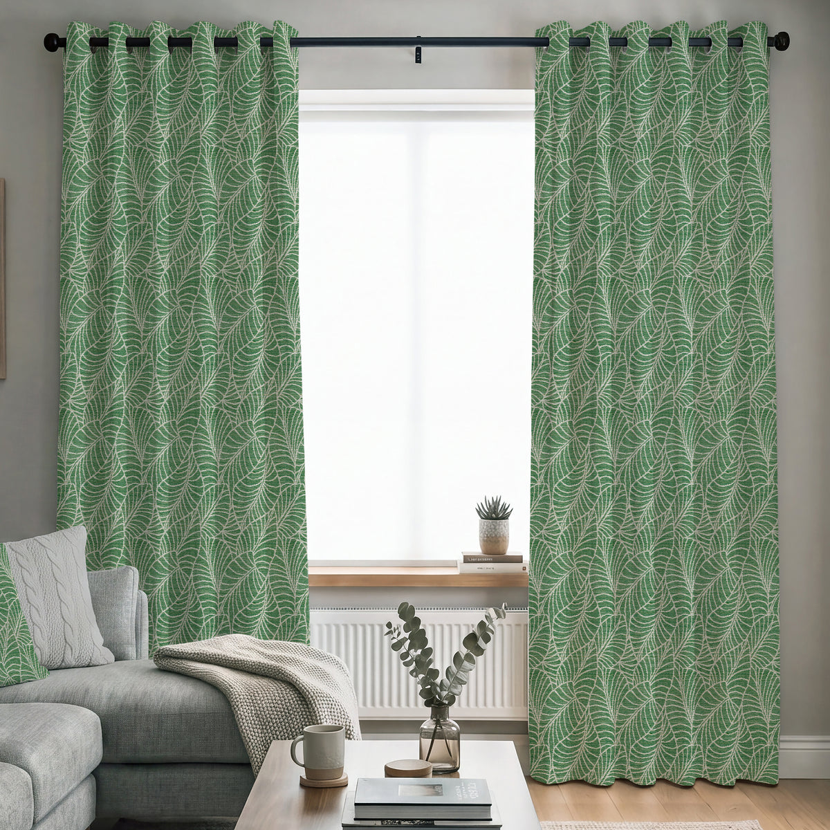 ANTE DECOR Lille Woven Made To Measure Curtains Green