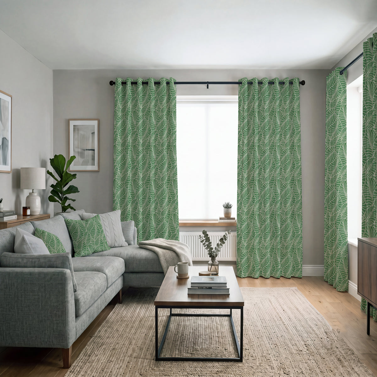 ANTE DECOR Lille Woven Made To Measure Curtains Green