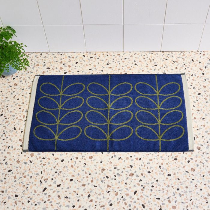Orla Kiely Linear Stem Bath Mat Navy Olive