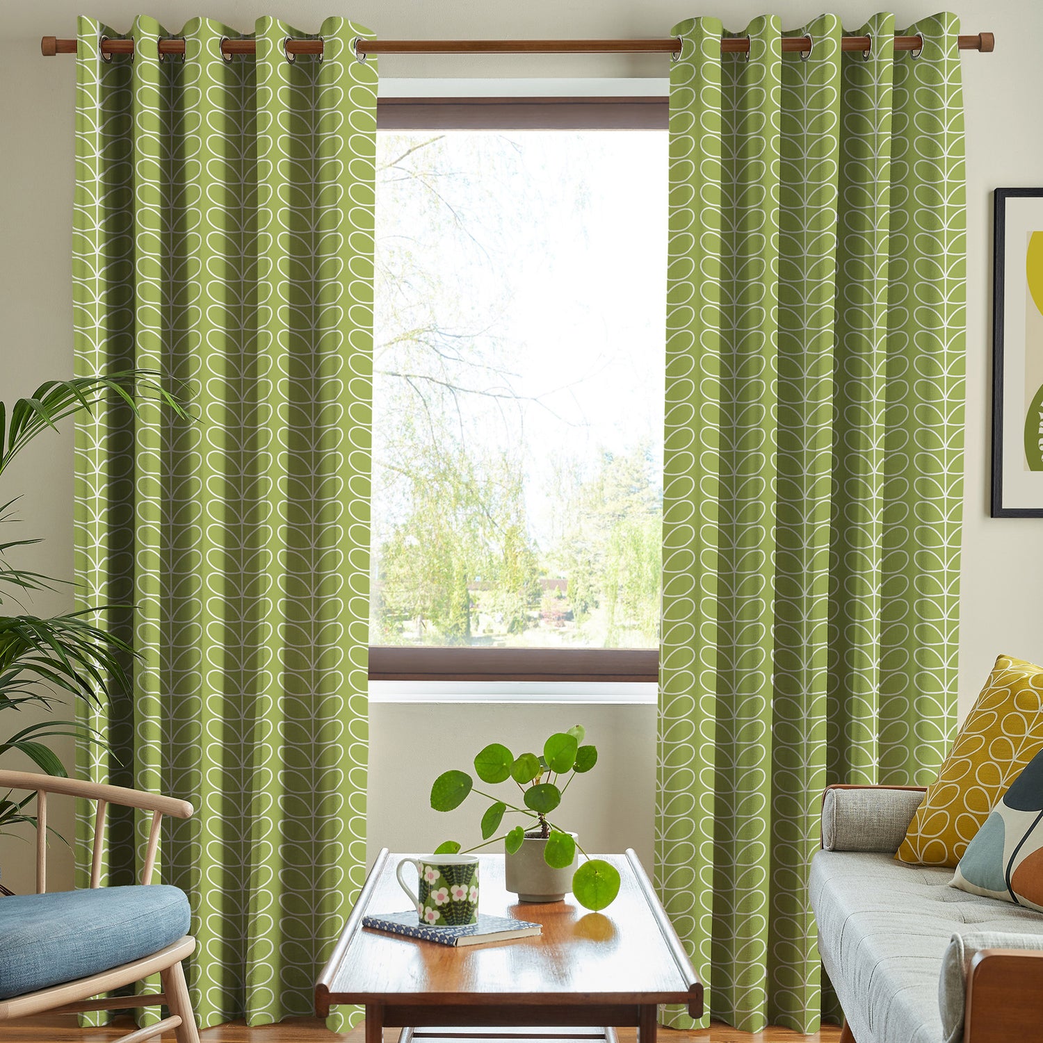 Orla Kiely Linear Stem Made to Measure Curtain Chalky Green