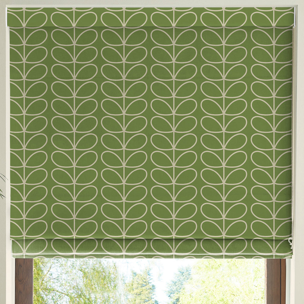 Orla Kiely Linear Stem Made to Measure Roman Blind Chalky Green