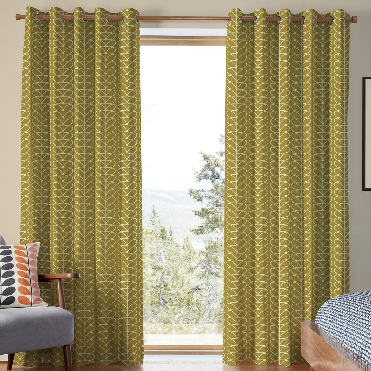 Orla Kiely Linear Stem Made to Measure Curtain Seagrass
