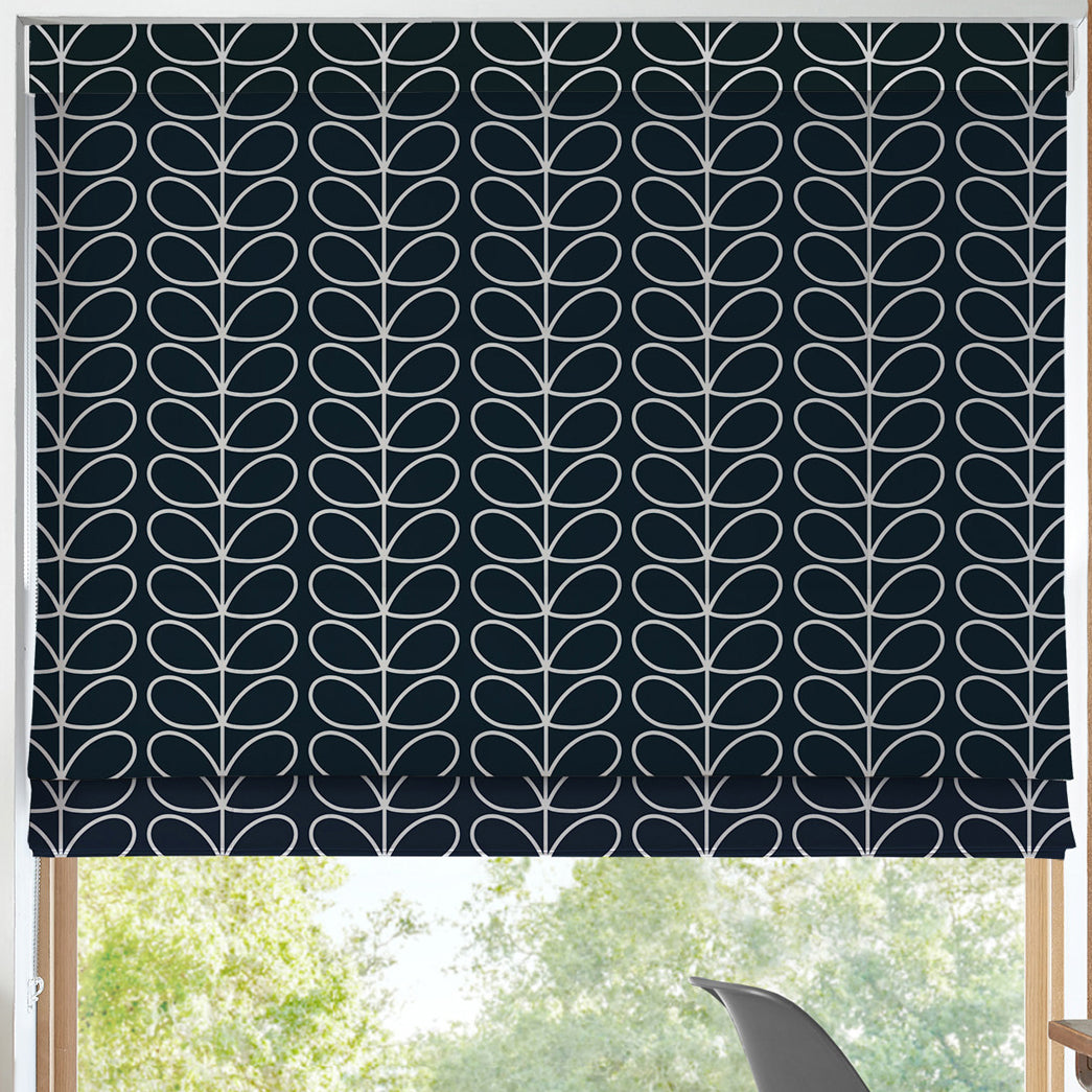 Orla Kiely Linear Stem Made to Measure Roman Blind Navy Whale
