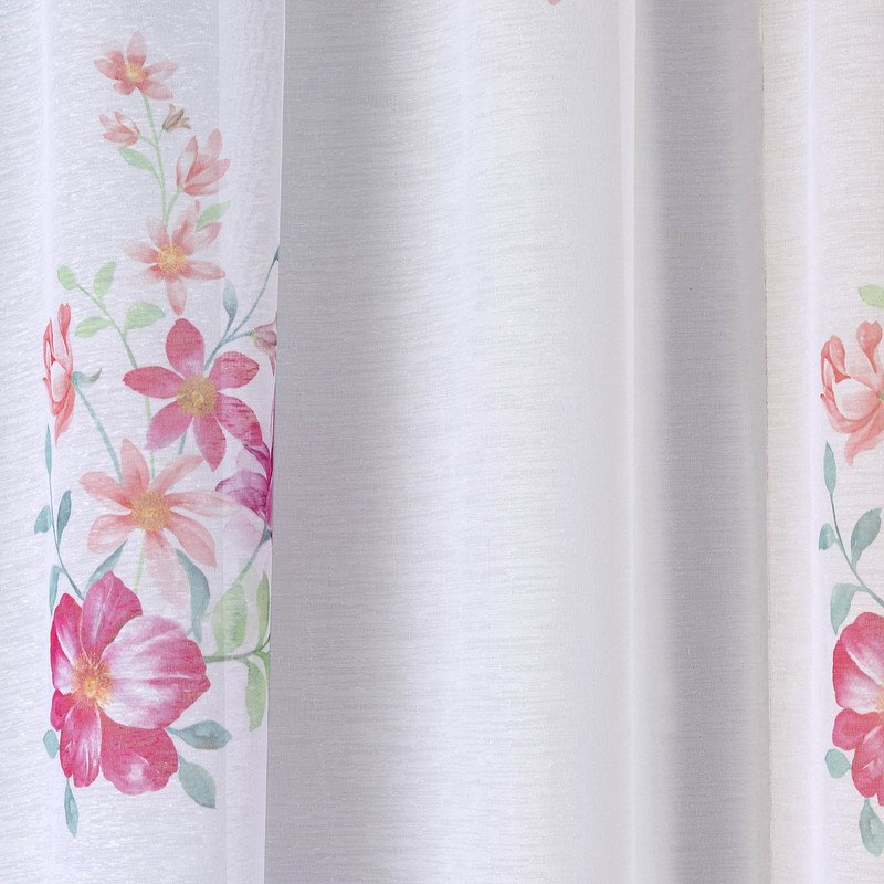 Lotus Rod Pocket Ready Made Single Voile Curtain Coral