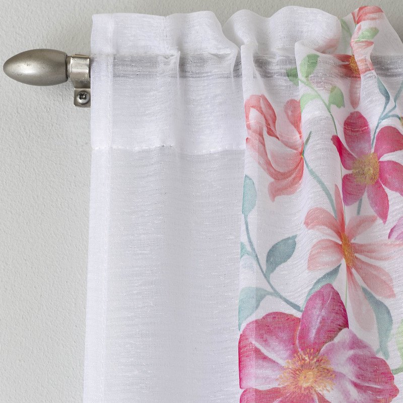 Lotus Rod Pocket Ready Made Single Voile Curtain Coral