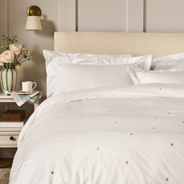 Sophie Allport Love Hearts Embroidery Duvet Cover Bedding Set Pale Natural