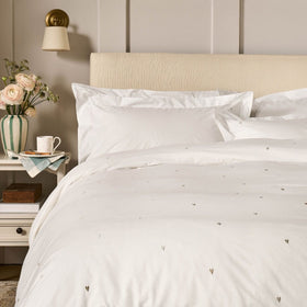 Sophie Allport Love Hearts Embroidery Duvet Cover Bedding Set Pale Natural