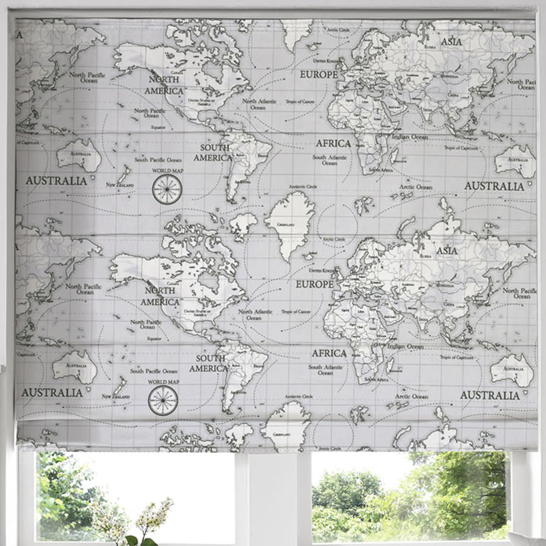 Maps Made to Measure Roman Blind Grey